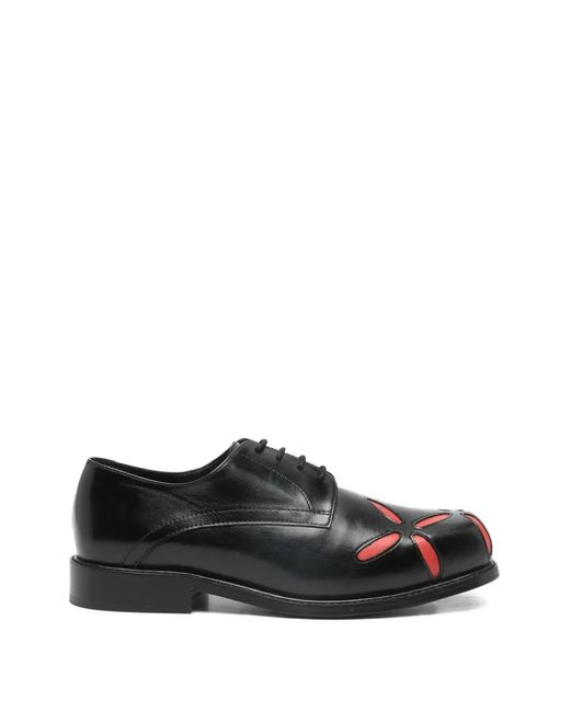 STEFAN COOKE Black Slashed Square-Toe Leather Derby Shoes for men