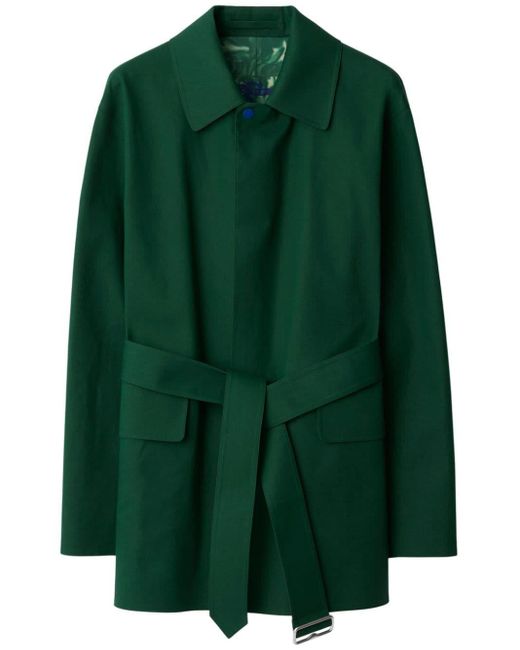 Burberry Green Single-breasted Cotton Coat for men
