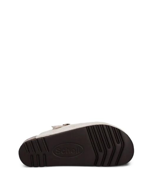 Scholl White Mules En Velours Côtelé