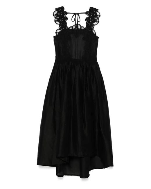 Maurizio Mykonos Black Lace-Detail Open-Back Maxi Dress