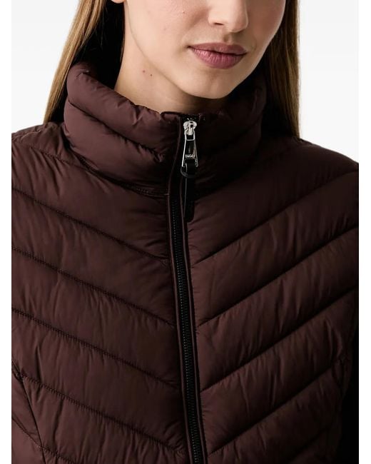 DKNY Brown Quilted High-Neck Jacket