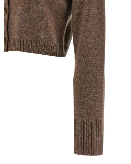Loulou de Saison Brown Logo-Embroidered Cardigan