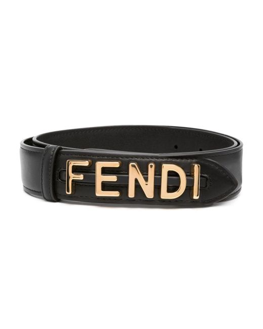 Fendi Black Logo-lettering Leather Belt
