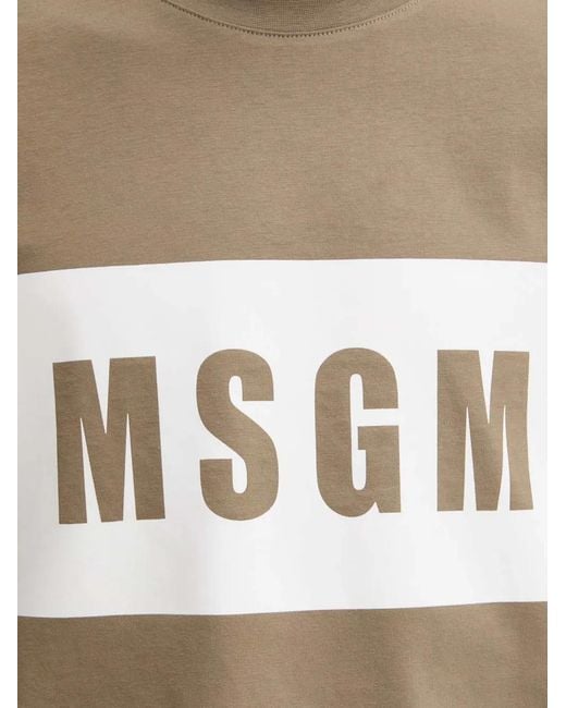 MSGM Gray Logo-Print T-Shirt for men
