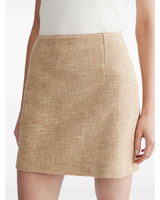 12 STOREEZ Natural Faux Leather-trimmed Cotton Miniskirt