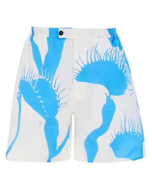 Ferragamo Blue Venus-print Cotton Bermuda Shorts for men