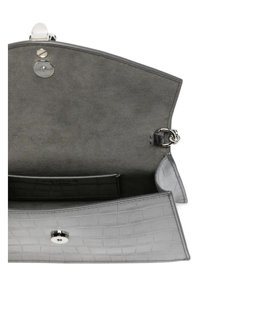 McQueen White Mini Skull Croc-Effect Shoulder Bag