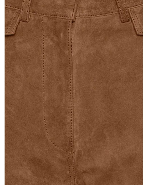 ROTATE BIRGER CHRISTENSEN Brown High-Waisted Suede Trousers