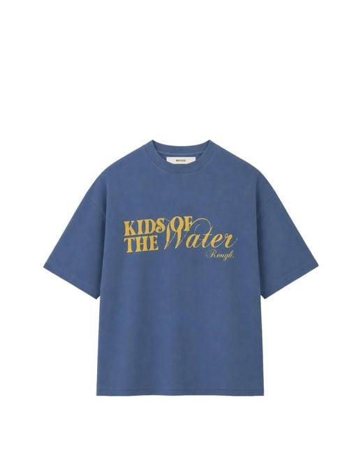 ROUGH Blue Water Logo-Print Crew-Neck T-Shirt