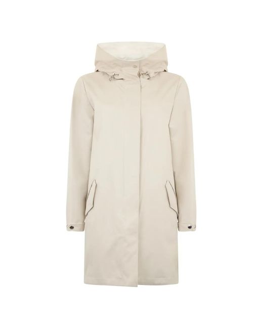 Moorer White Hooded Parka Coat