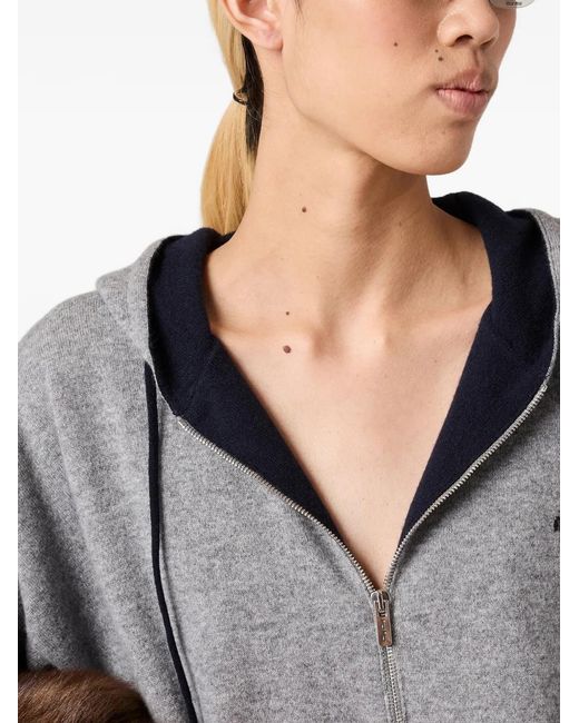 Miu Miu Gray Cashmere Cardigan Hoodie
