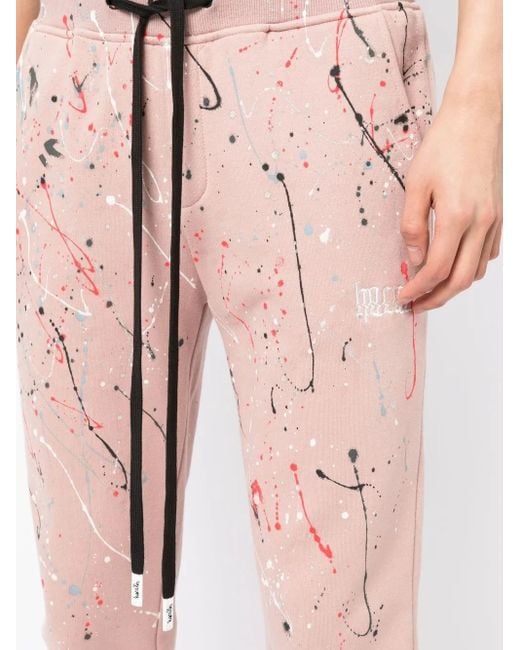 Haculla Pink Paint-Splatter Track Pants for men