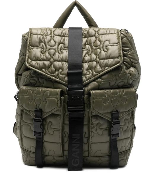 Ganni Black Quilted Nylon Backpack