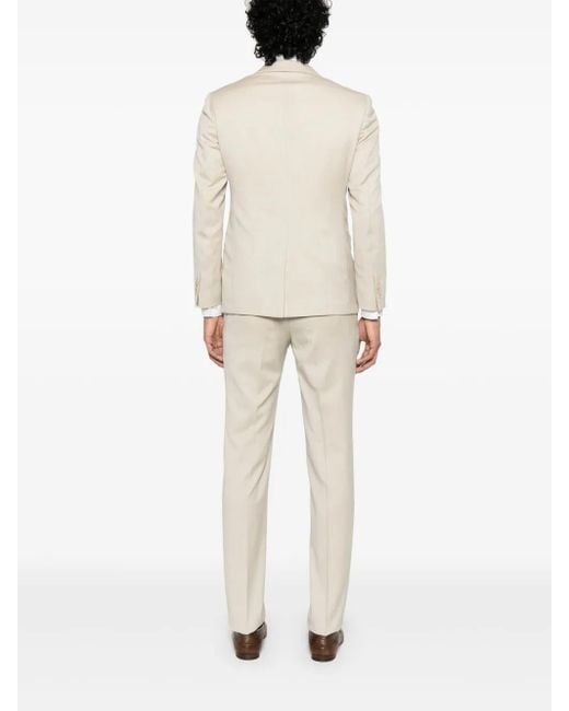 Luigi Bianchi Natural Herringbone-Pattern Suit for men
