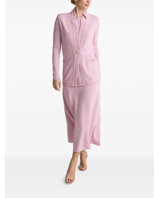 St. John Pink Pocket Button Knit Jacket