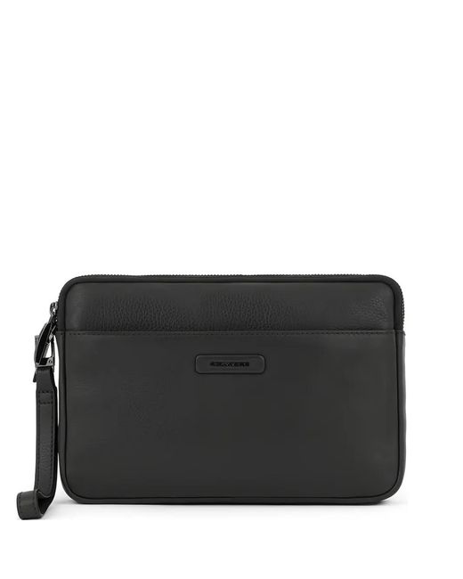 Piquadro Black Leather Clutch Bag for men