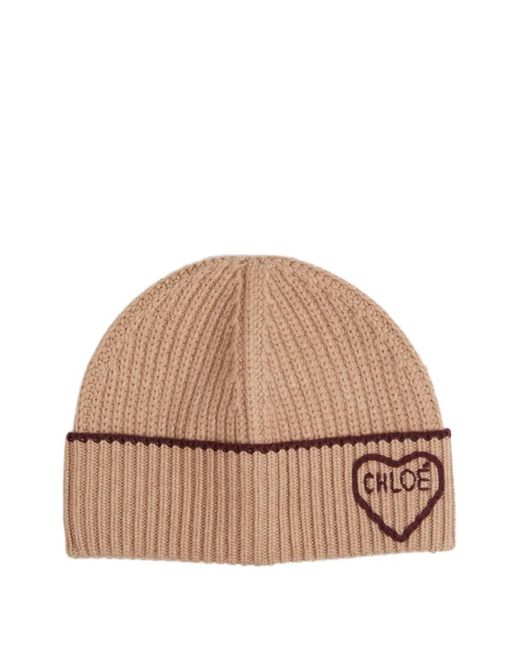 Chloé Natural Gerippte Logo-Kappe