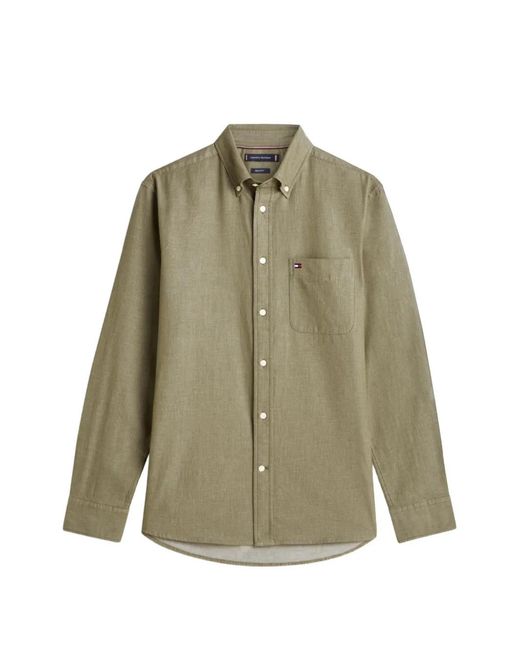 Tommy Hilfiger Green Button-Up Long-Sleeve Shirt for men