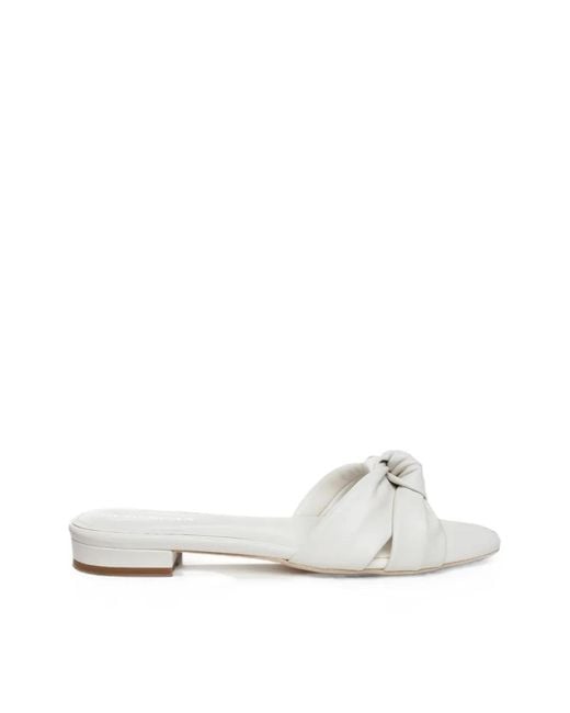 Ginissima White Sofia Knot-Detail Leather Sandals