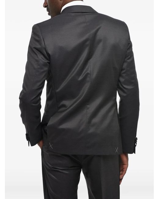 Corneliani Black Satin-Detail Wool-Blend Suit for men