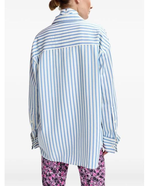 Essentiel Antwerp Blue Janna Striped Rhinestone-Embellished Shirt