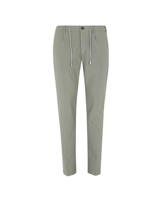 Eleventy Gray Drawstring-Waist Trousers for men