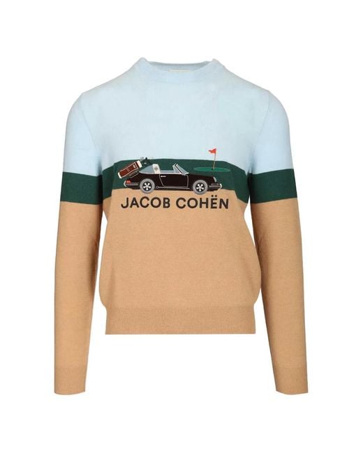Jacob Cohen Blue Graphic Striped Sweater for men