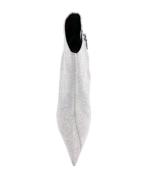 Balenciaga White 'Knife' Stiefel mit Glitter
