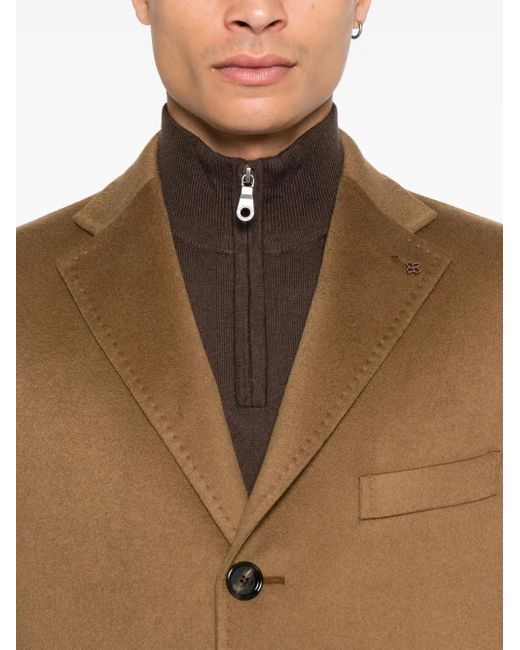 Tagliatore Brown Button-Fastening Single-Breasted Coat for men