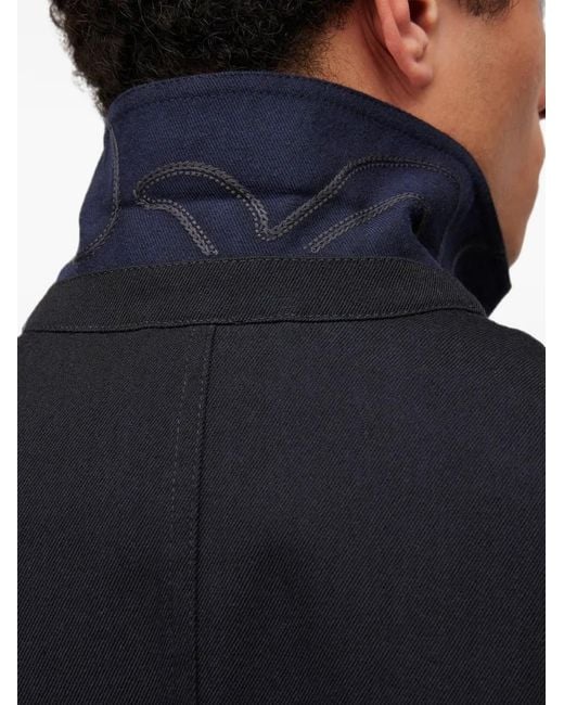 RETORI Blue Denim-Effect Single-Breasted Wool Blazer for men
