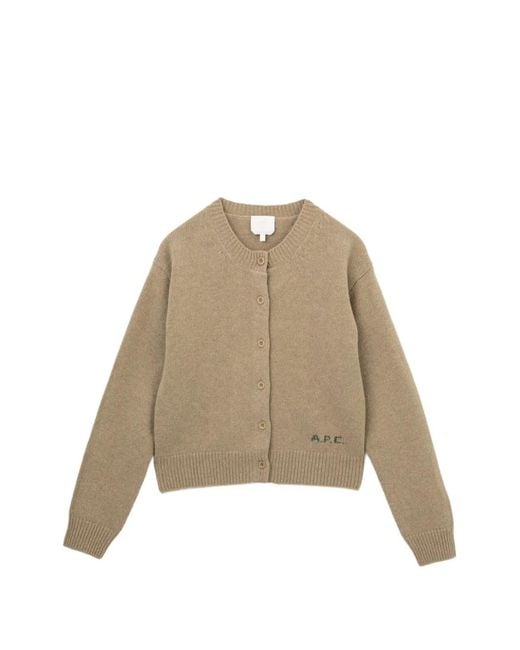 A.P.C. Natural Logo-Embroidered Cardigan