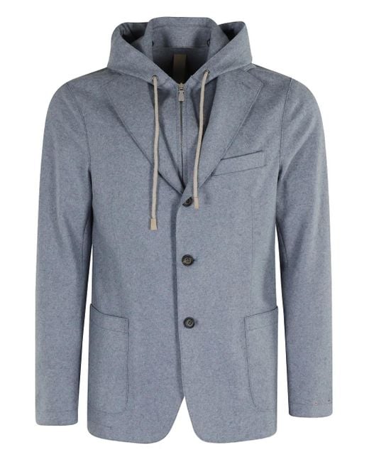 Chaqueta con capucha y tres botones Eleventy de hombre de color Blue