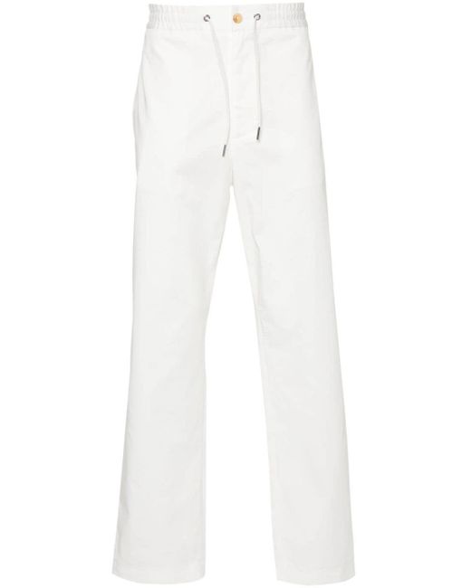 Moncler White Logo-patch Straight Trousers for men