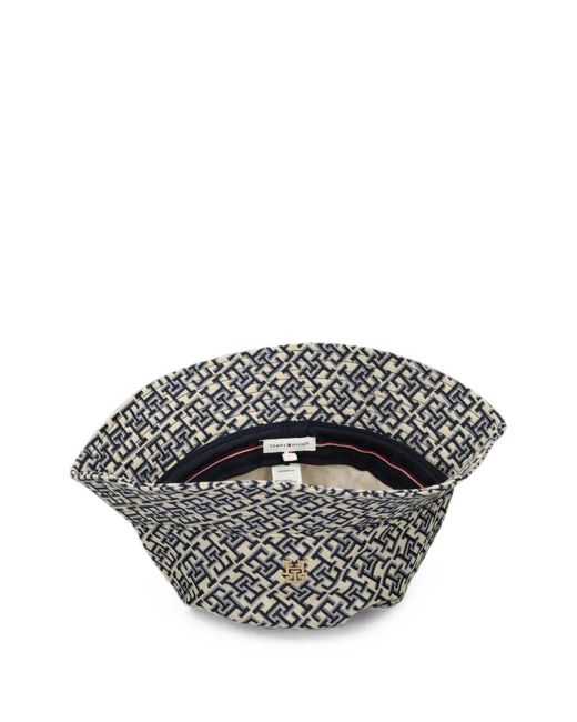 Tommy Hilfiger White Monogram-Jacquard Bucket Hat
