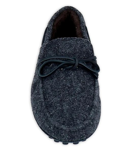 Tod's Blue Tie-Fastening Felted Boat Shoes for men