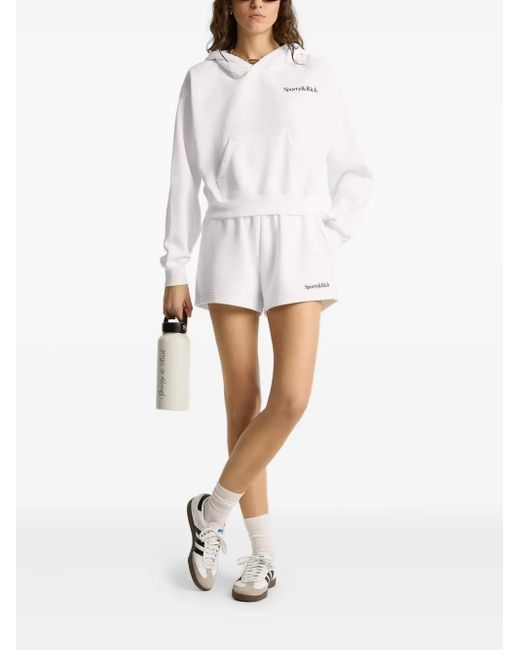 Sporty & Rich White Logo-Embroidered Shorts