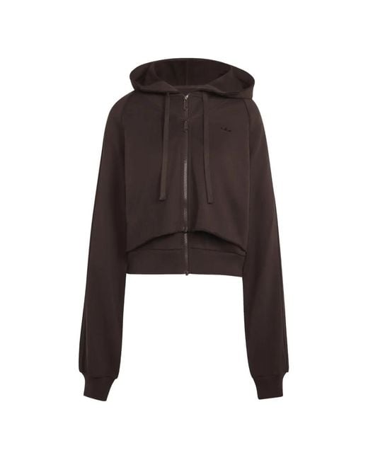 Adidas Black Cropped Layered-Effect Hoodie