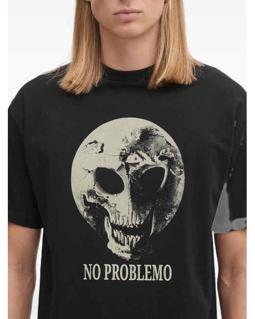 No Problemo Black Dead Planet Graphic Crew-Neck T-Shirt for men