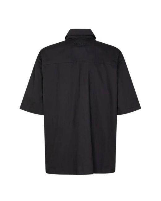 Gaelle Black Short-Sleeve Cotton Shirt