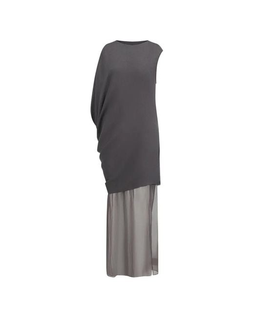 Oude Waag Gray Asymmetric Draped Maxi Dress