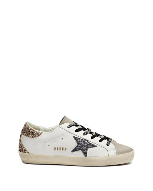 Golden Goose Deluxe Brand White Glitter-Embellished Sneakers