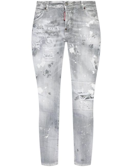 DSquared² Gray Logo-patch Cotton-blend Jeans