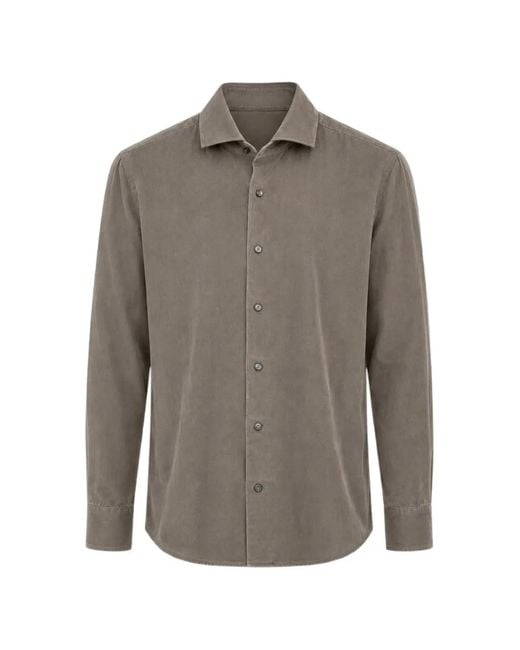 Xacus Brown Button-Fastening Corduroy Shirt for men