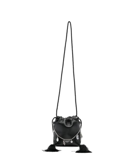 Ann Demeulemeester Black Small Zoi Charm-Embellished Tassel-Detail Bucket Bag