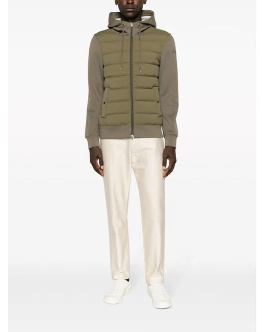 Herno Green Quilted-Panel Hooded Jacket for men
