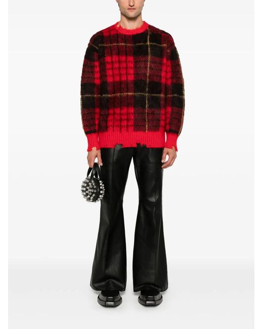 McQueen Red Sweater With Check Pattern for men