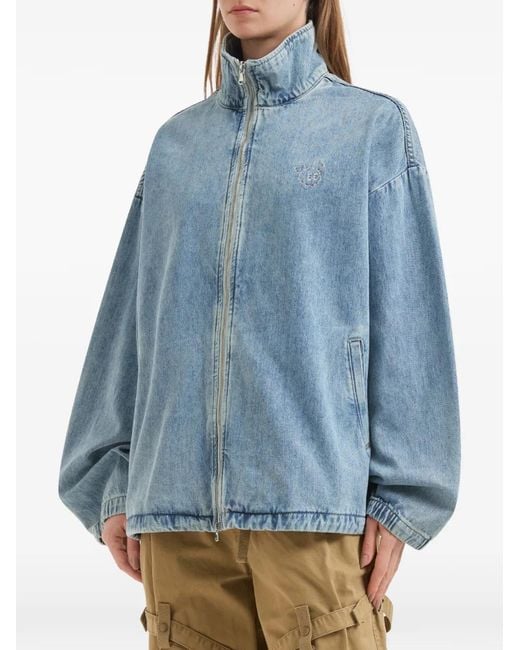 Mini Cream Blue Veste En Jean À Fermeture Zippée