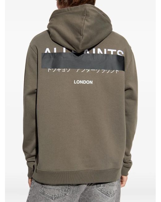 AllSaints Green Redact Hooded Sweater for men
