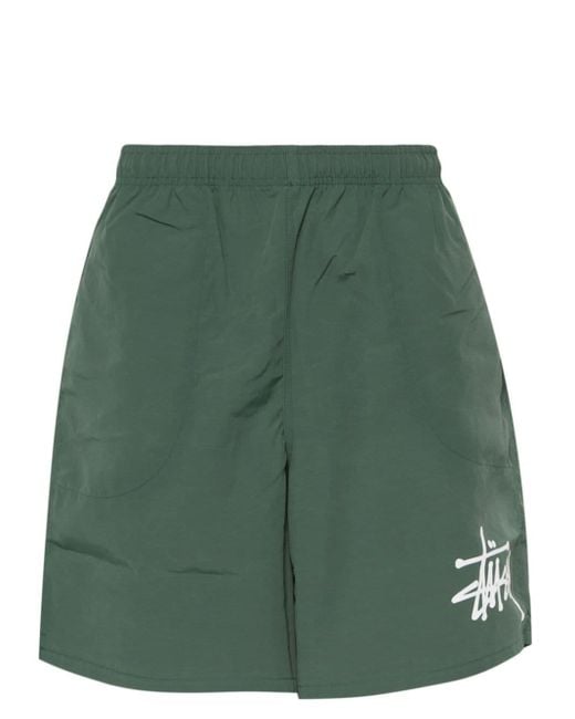 Stussy Green Water Logo-print Swim Shorts for men