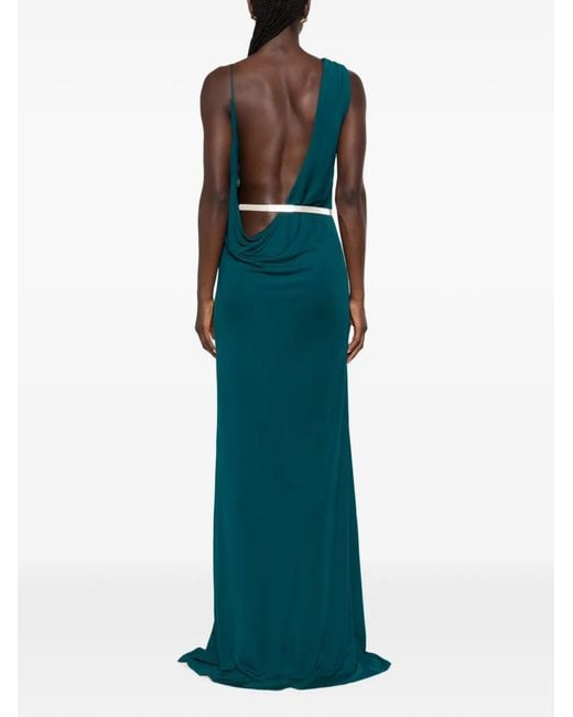 Tom Ford Green Asymmetric Draped Evening Maxi Dress